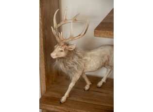 Vánoční dekorace Jelen Deer s kožíškem světle béžový – 23*8*24 cm