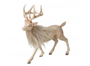 Vánoční dekorace Jelen Deer s kožíškem světle béžový – 23*8*24 cm