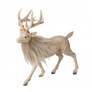 Vánoční dekorace Jelen Deer s kožíškem světle béžový – 23*8*24 cm