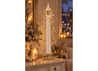 Kovový LED adventní kalendář Vánoční strom bílá / zlatá – 23*12*78,5 cm