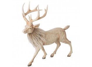 Vánoční dekorace Jelen Deer s kožíškem světle béžový – 39*18*39 cm