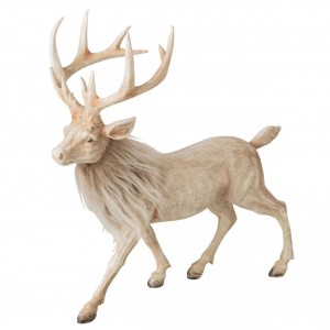 Vánoční dekorace Jelen Deer s kožíškem světle béžový – 39*18*39 cm