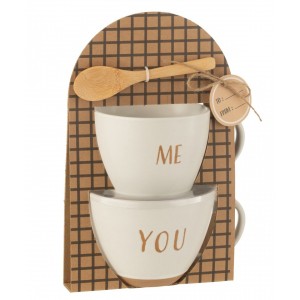 Dárková sada 2 keramických hrnků se lžičkou You & Me – 16*12*24 cm