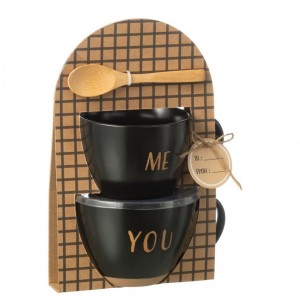 Dárková sada 2 keramických hrnků se lžičkou You & Me – 16*12*24 cm