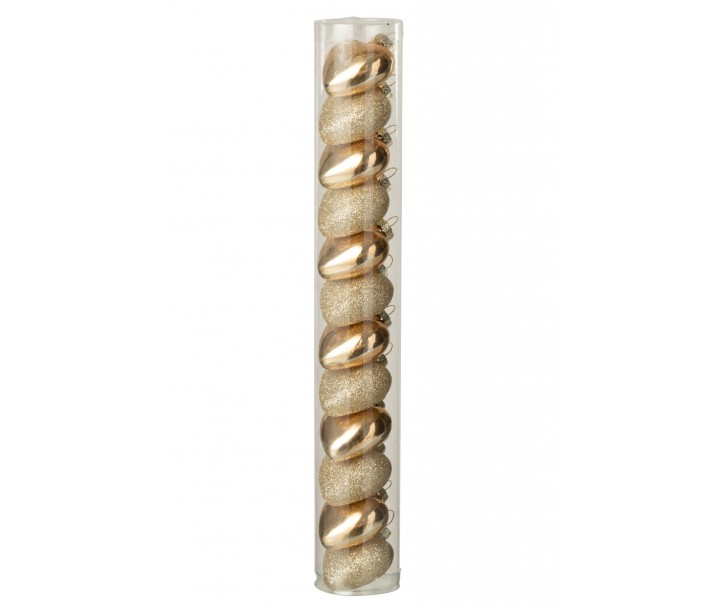 Sada 12 závěsných skleněných srdíček zlaté barvy – 4*4*4 cm J-Line by Jolipa