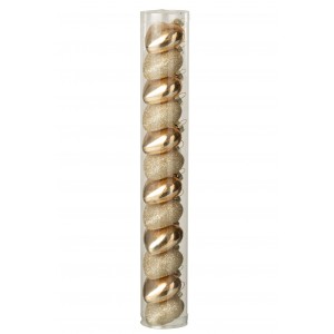 Sada 12 závěsných skleněných srdíček zlaté barvy – 4*4*4 cm