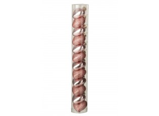 Sada 12 ks skleněných závěsných dekorací ve tvaru srdce světlounce růžová – 4*4*4 cm