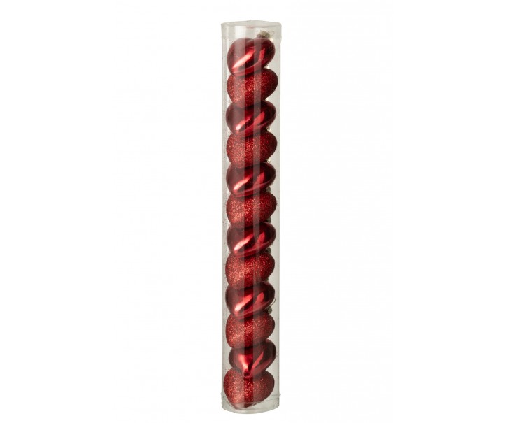 Sada 12 závěsných skleněných srdcí červená – 4*4*4 cm J-Line by Jolipa