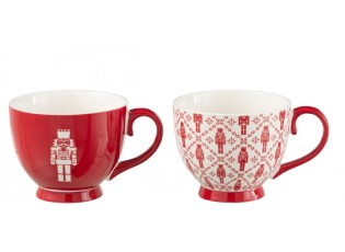 Dárková sada 2 velkých hrnků s louskáčky červené Nutcrackers – 15*15*9 cm/ 450ml