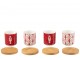 Dárková sada 4 kávových šálků s bambusovými podšálky Nutcrackers – 14*14*7 cm / 100ml J-Line by Jolipa