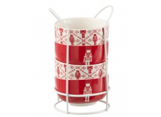 Dárková sada 4 misek s kovovým stojanem Nutcrackers – ∅ 11*6 cm / 300 ml