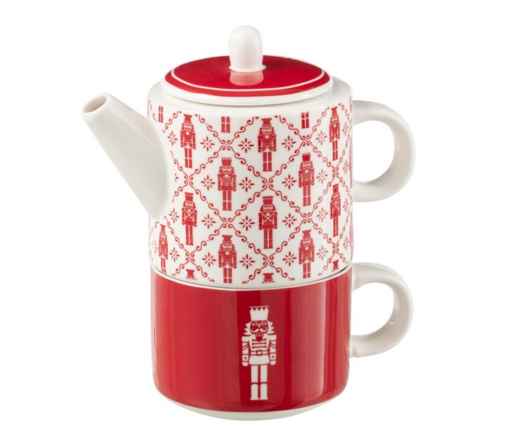 Dárková sada konvička Tea for One se šálkem Nutcrackers – 780ml J-Line by Jolipa