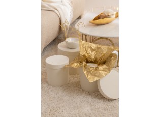 Sada 3 kulatých bílých papírových krabic – Ø 27*23/ Ø 23*21/ Ø 19*20 cm