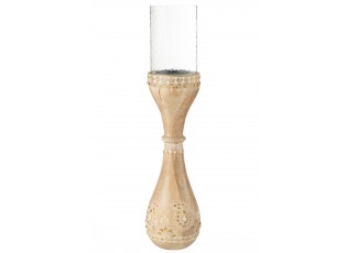Svícen Beads z mangového dřeva s korálky a zdobením – 13*13*56 cm