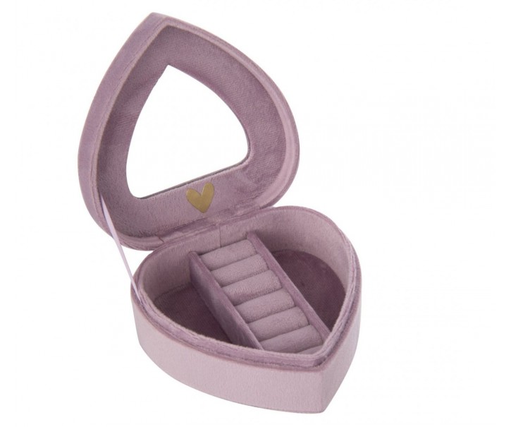 Šperkovnice Lila ve tvaru srdce ze sametu – 11*11*4,5 cm J-Line by Jolipa