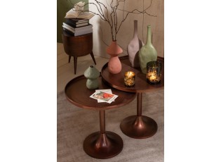 Set 2 měděných antik odkládacích stolků Fone Alu Raw – Ø 56*49/ Ø 48*50 cm