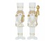 Set 2 vánočních figurek louskáčků v bílo-zlaté uniformě – 7*5*26 cm J-Line by Jolipa