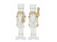 Set 2 vánočních figurek louskáčků v bílo-zlaté uniformě M – 6*4*20 cm J-Line by Jolipa
