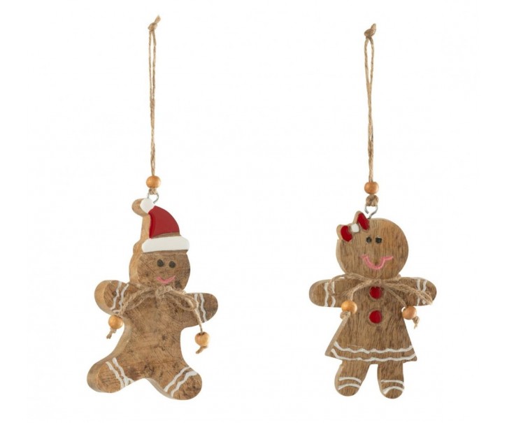 Sada 2 věšáků Perníček z barevného dřeva manga – 5*1*9 cm J-Line by Jolipa