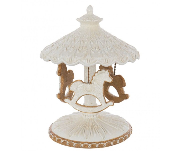 Kolotoč Carousel Perníček béžovo-bílý J-line – Ø 16,5*22,5 cm J-Line by Jolipa
