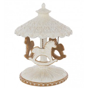 Kolotoč Carousel Perníček béžovo-bílý J-line – Ø 16,5*22,5 cm
