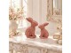 Růžová dekorace králík Rabbit Pink v proutěném designu - 12*7*17 cm Clayre & Eef