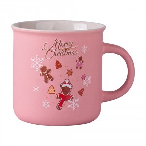 Keramický růžový hrnek Merry Christmas Clayre & Eef – 10*9*7 cm / 380ml