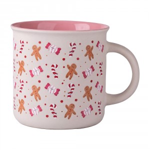 Keramický bílý hrnek s perníčky Clayre & Eef – 10*9*7 cm / 380ml