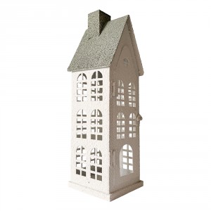 Kovový svícen domek s pískovým povrchem Raw Sand – 11*11*37 cm