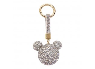 Klíčenka stříbrná kovová Mickey s kamínky Clayre & Eef 