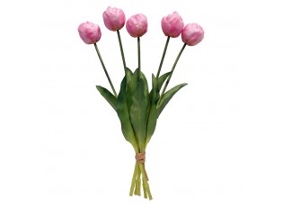 Umělá růžová květina svazek tulipánů Clayre & Eef – 42 cm