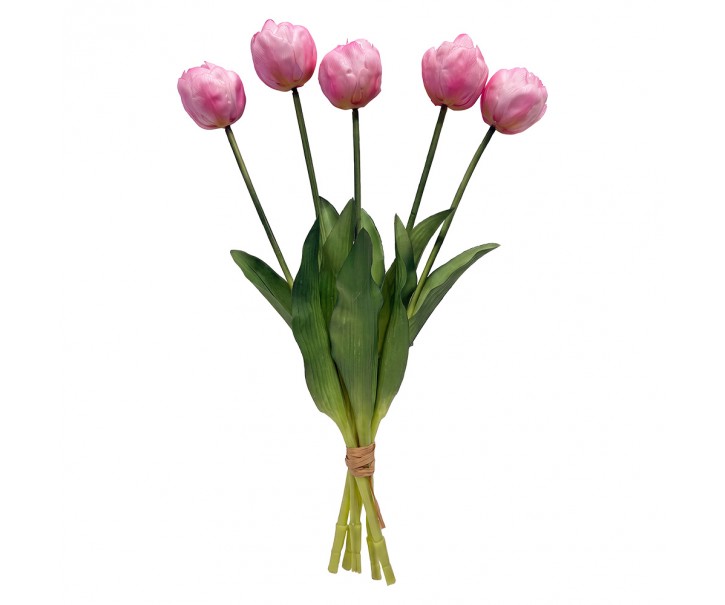 Umělá růžová květina svazek tulipánů Clayre & Eef – 42 cm Clayre & Eef