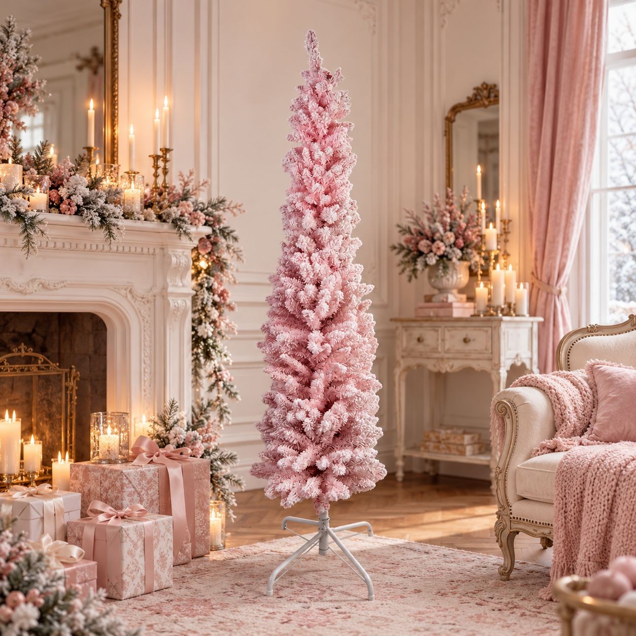 Růžový zasněžený umělý vánoční stromek Christmas Tree L – 50*50*180 cm Clayre & Eef Růžový zasněžený umělý vánoční stromek Christmas Tree L – 50*50*180 cm Clayre & Eef