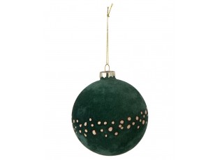 Vánoční skleněná koule Christmas Bauble Dots – tmavě zelená / zlatá – Ø 10 cm