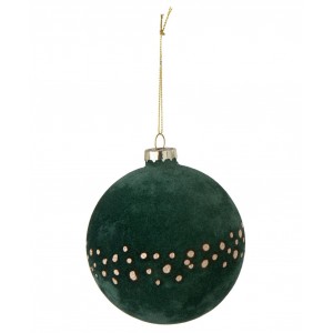 Vánoční skleněná koule Christmas Bauble Dots – tmavě zelená / zlatá – Ø 10 cm
