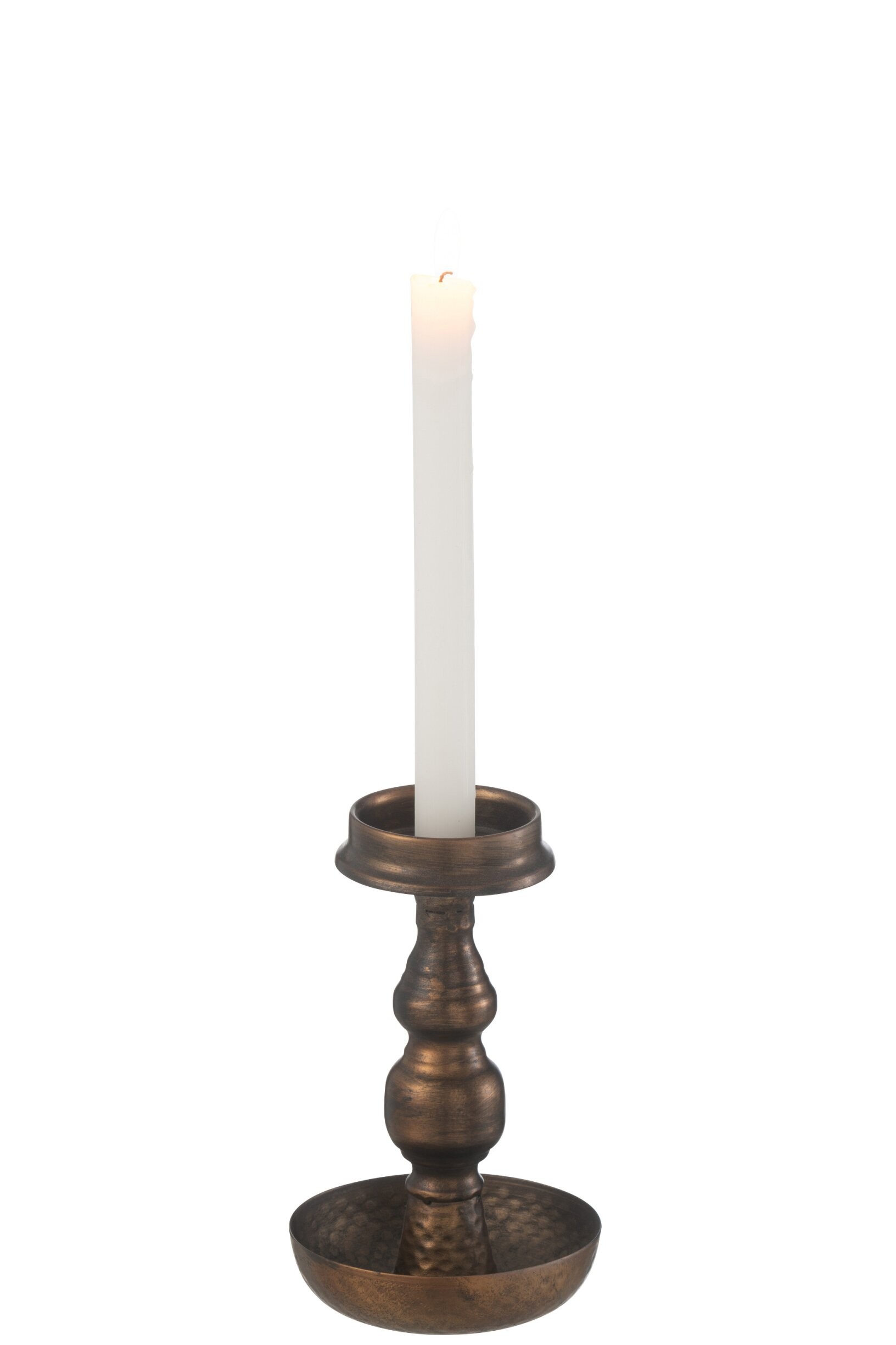 Bronzový antik kovový svícen Jere na úzkou i válcovou svíčku – 12*12*19 cm J-Line by Jolipa Bronzový antik kovový svícen Jere na úzkou i válcovou svíčku – 12*12*19 cm J-Line by Jolipa