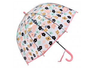 Dětský barevný deštník s kytičkami růžový - Ø 65*65 cm