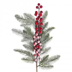 Umělá zelená jehličnatá větvička s bobulemi Clayre & Eef – 50 cm
