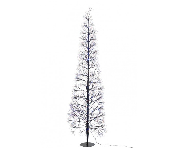 Strom s vícebarevnými LED světly z černé železné konstrukce velký – 58*58*180 cm J-Line by Jolipa