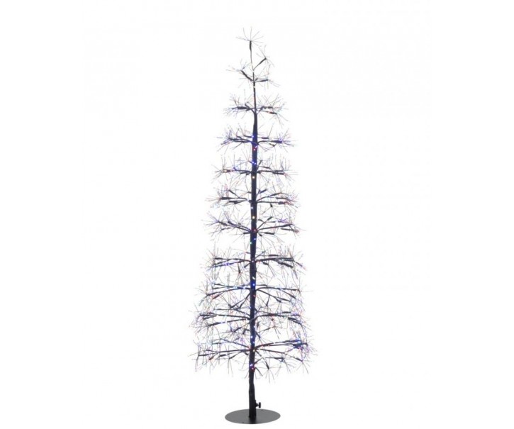 Strom s LED vícebarevnými světly černý železný – 40*40*120 cm J-Line by Jolipa