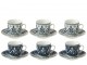 Sada 6 espresso modrých šálků s podšálky Leaves – 5*3*5 cm / 80ml J-Line by Jolipa
