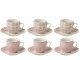 Sada 6 keramických růžových šálků na kávu s podšálky – 5,1*3*5,5 cm J-Line by Jolipa