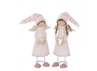 Sada 2 figurek kovových andílků Angel Heart a Star – 10*7*28 cm