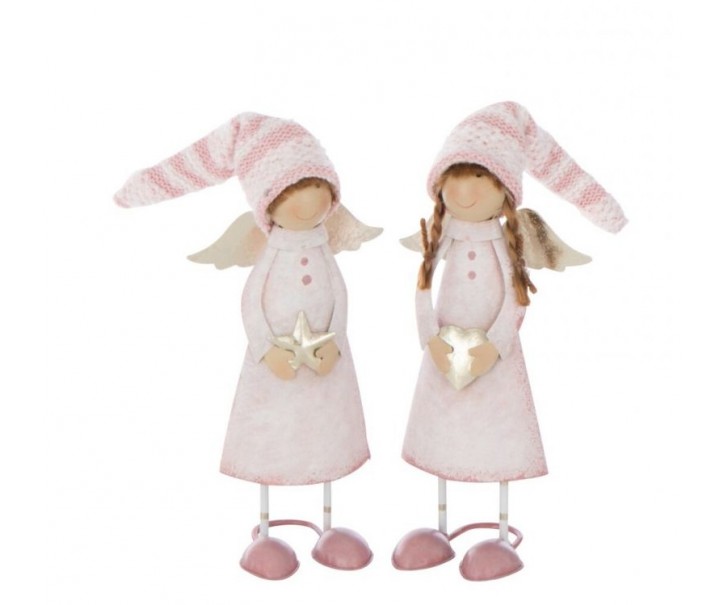 Sada 2 figurek kovových andílků Angel Heart a Star – 10*7*28 cm J-Line by Jolipa