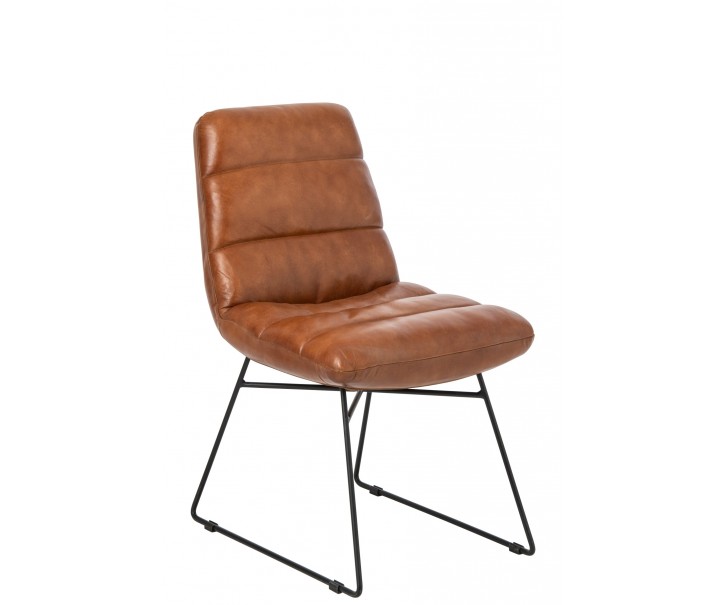 Hnědá kožená jídelní židle – 55*67*83 cm J-Line by Jolipa
