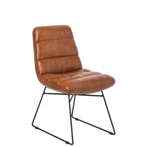 Hnědá kožená jídelní židle – 55*67*83 cm