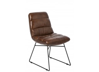 Jídelní židle z tmavě hnědé kůže – 55*67*83 cm