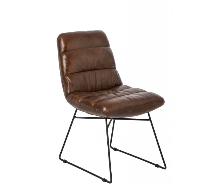 Jídelní židle z hnědé kůže – 55*67*83 cm J-Line by Jolipa
