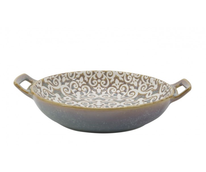 Porcelánová šedá zapékací miska Arés Ramekin s úchyty – Ø18*4,5 cm Chic Antique