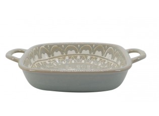 Porcelánová šedá zapékací miska Arés Ramekin s úchyty – 18*18*4,5 cm